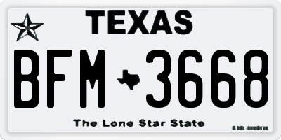 TX license plate BFM3668