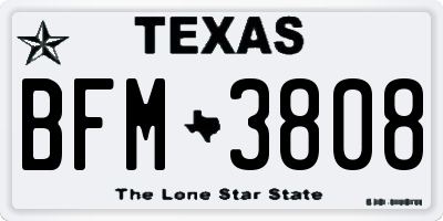 TX license plate BFM3808