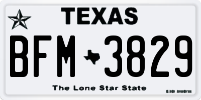 TX license plate BFM3829