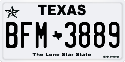 TX license plate BFM3889