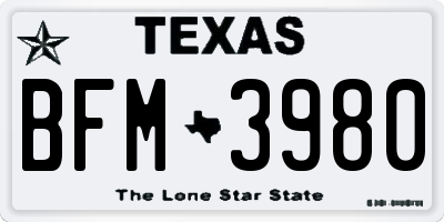 TX license plate BFM3980