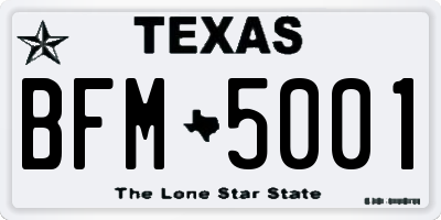 TX license plate BFM5001