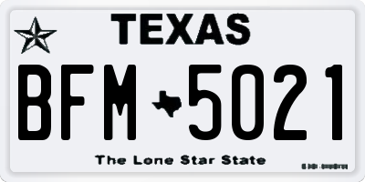 TX license plate BFM5021