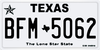 TX license plate BFM5062