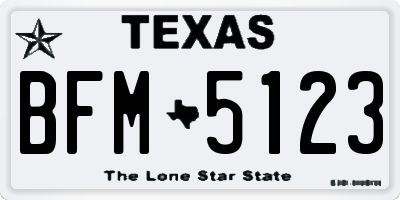 TX license plate BFM5123