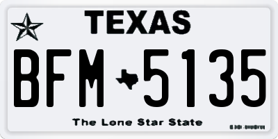 TX license plate BFM5135
