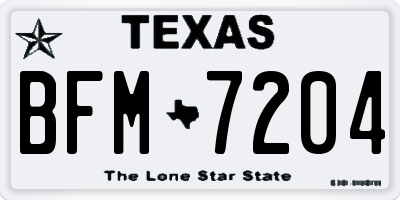 TX license plate BFM7204