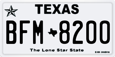 TX license plate BFM8200