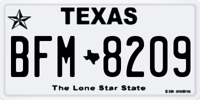 TX license plate BFM8209