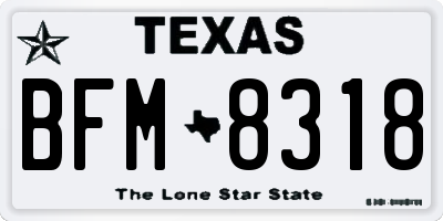 TX license plate BFM8318