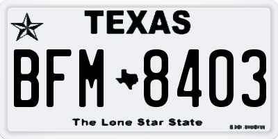 TX license plate BFM8403