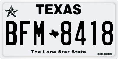 TX license plate BFM8418