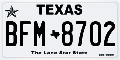 TX license plate BFM8702