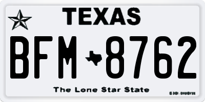 TX license plate BFM8762