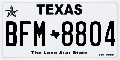 TX license plate BFM8804