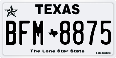 TX license plate BFM8875