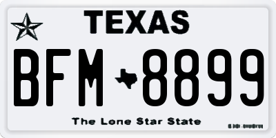 TX license plate BFM8899