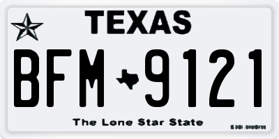 TX license plate BFM9121