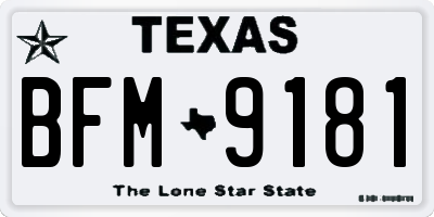 TX license plate BFM9181