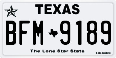 TX license plate BFM9189