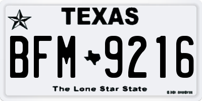 TX license plate BFM9216