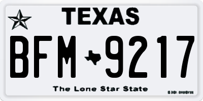 TX license plate BFM9217