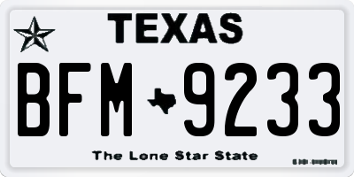 TX license plate BFM9233