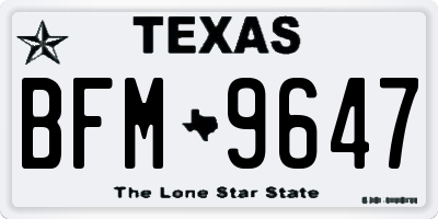 TX license plate BFM9647