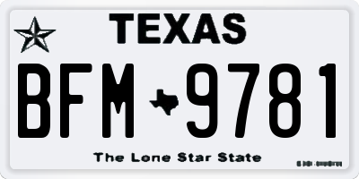 TX license plate BFM9781