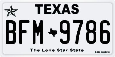 TX license plate BFM9786