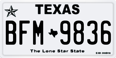 TX license plate BFM9836