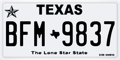 TX license plate BFM9837