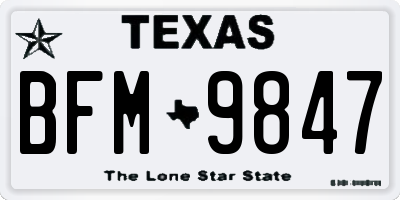 TX license plate BFM9847