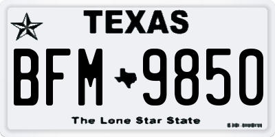 TX license plate BFM9850