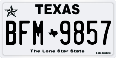 TX license plate BFM9857
