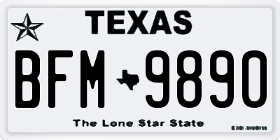 TX license plate BFM9890