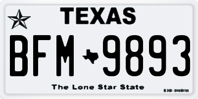 TX license plate BFM9893