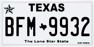 TX license plate BFM9932