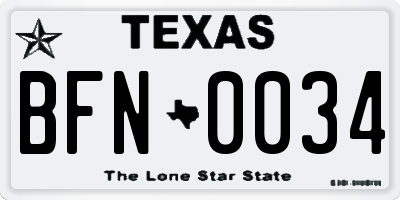 TX license plate BFN0034