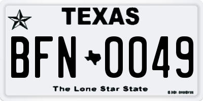 TX license plate BFN0049
