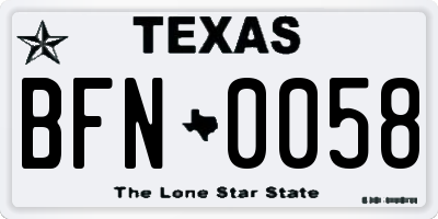 TX license plate BFN0058
