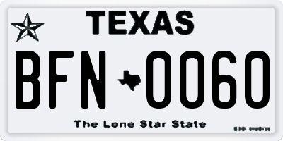 TX license plate BFN0060