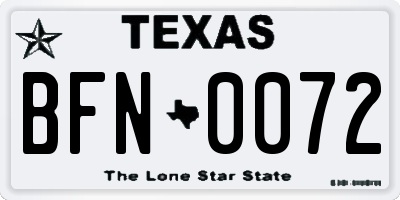 TX license plate BFN0072
