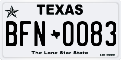 TX license plate BFN0083