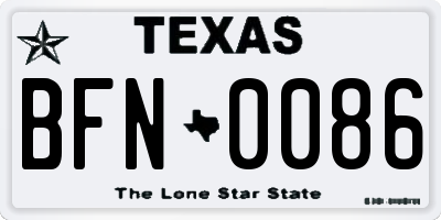 TX license plate BFN0086