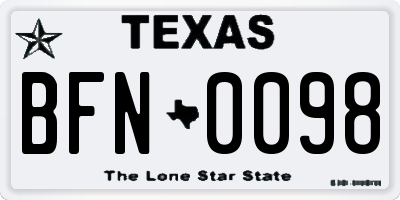 TX license plate BFN0098