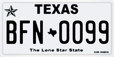 TX license plate BFN0099