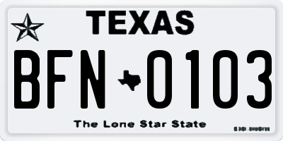 TX license plate BFN0103