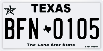 TX license plate BFN0105