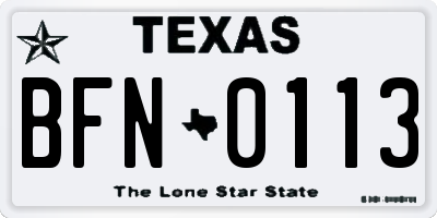 TX license plate BFN0113